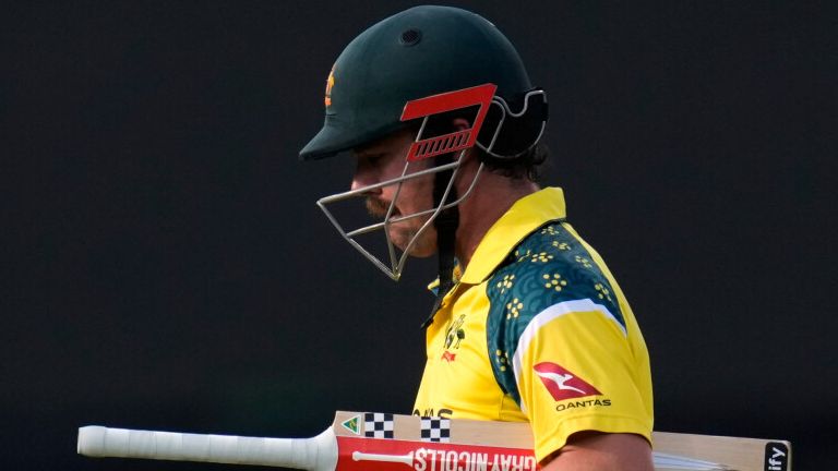 Australia's batsman Travis Head leaves the field after being dismissed for 84 runs during the second one day international cricket match between South Africa and Australia, in Johannesburg, South Africa, Sunday, Sept. 27, 2026. (AP Photo/Themba Hadebe)