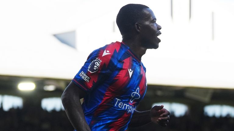 Crystal Palace's Tyrick Mitchell celebrates scoring their side's first goal of the game during the Premier League match at Craven Cottage, Fulham. Picture date: Saturday September 5, 2026.