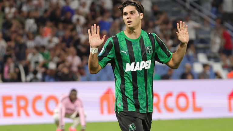 Vasilije Adzic brings out the muted celebration following his winner against Juventus