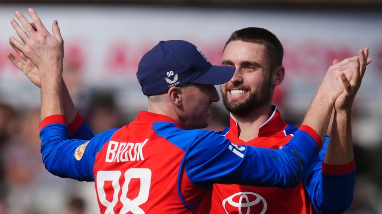 Harry Brook (left) and Will Jacks (right) celebrate a T20 wicket against Sri Lanka (PA Images)