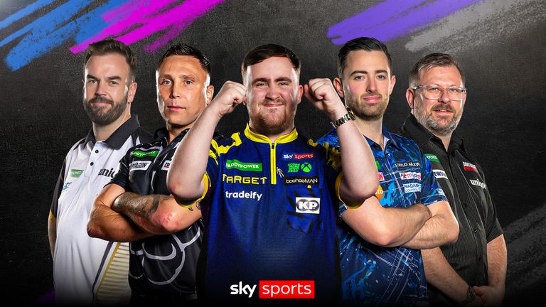 Luke Littler, Luke Humphries, Gerwyn Price, James Wade and Ross Smith at the World Grand Prix Darts