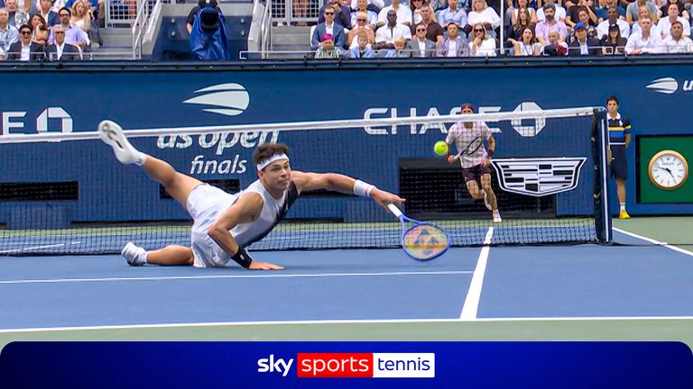 Zverev hits ball past Shelton