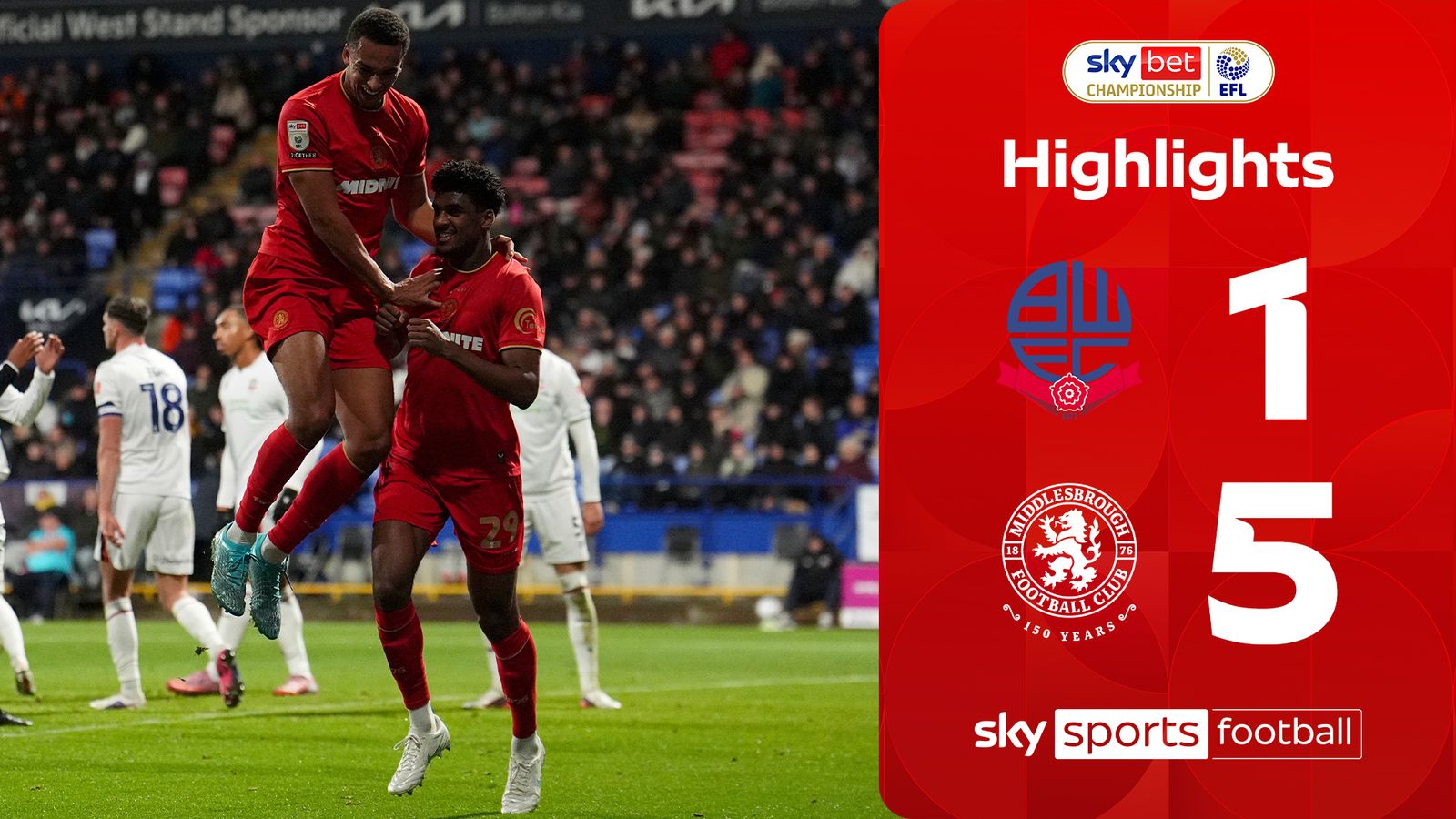 Five-goal thrashing sends Boro top of Championship