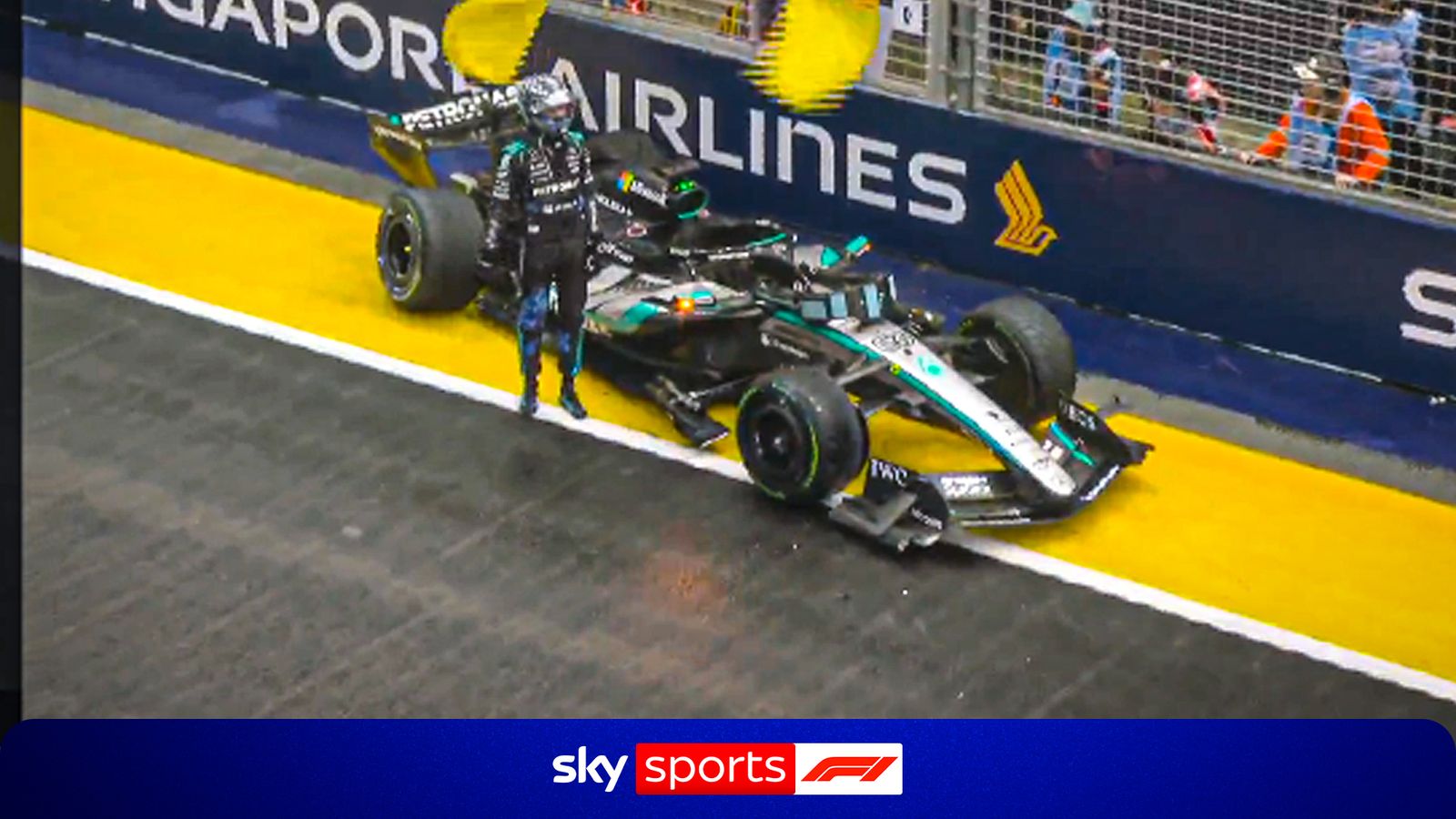 Singapore GP: George Russell OUT! Sprint leader crashes into pit wall ...