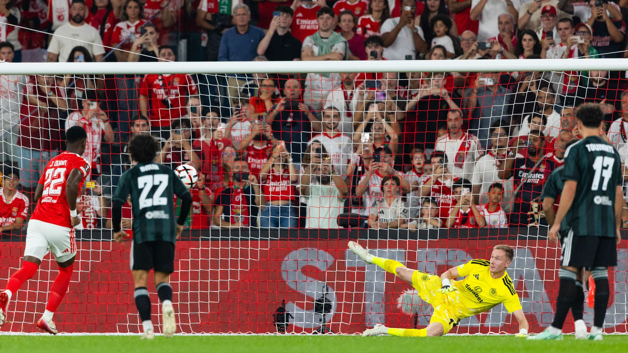 Celtic went behind to an early penalty as Benfica won their Europa League clash