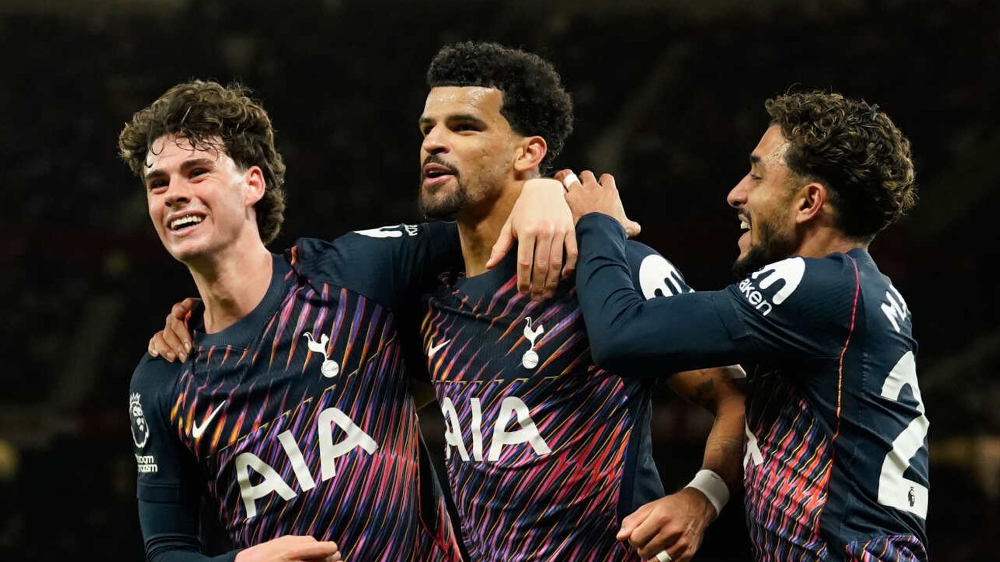 Dominic Solanke celebrates after scoring a late equaliser