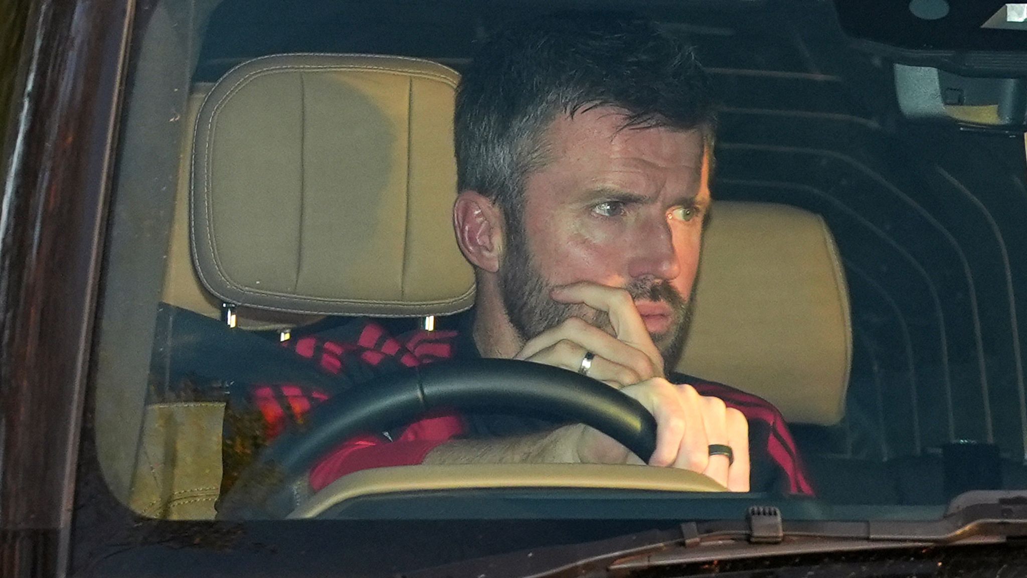 Carrick arrives at Carrington on Tuesday morning for Manchester United training