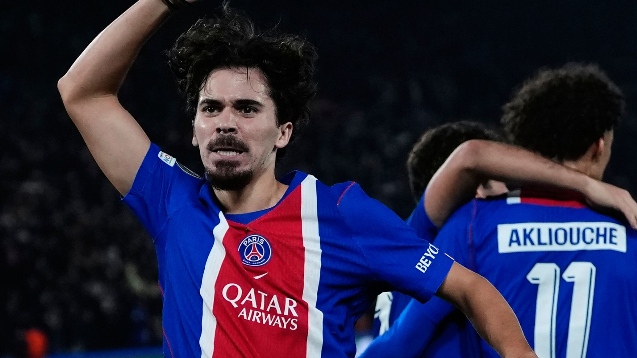PSG's Vitinha celebrates putting his side back in front against Barcelona