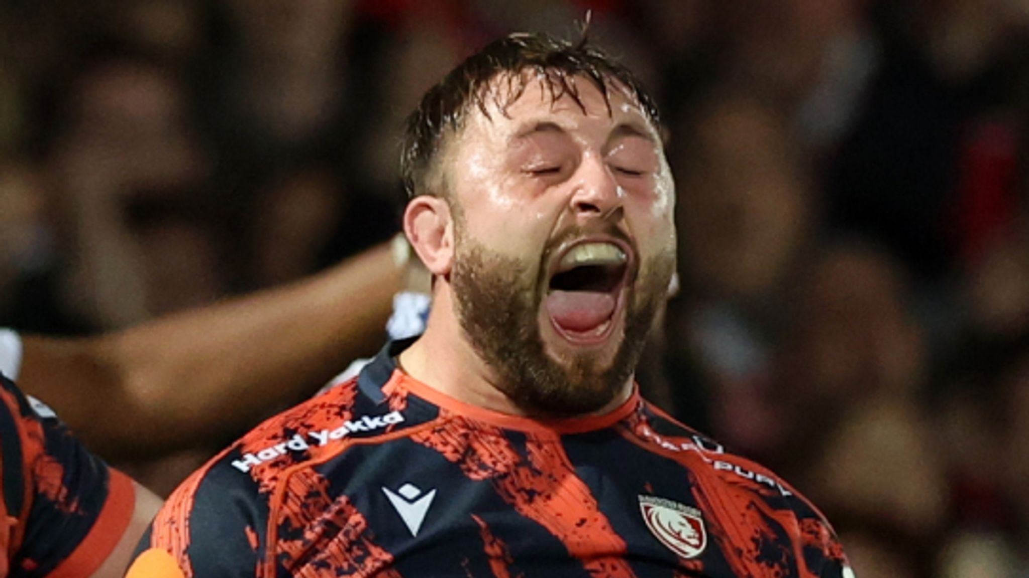 Will Trenholm celebrates as Gloucester draws with Bordeaux in the Investec Champions Cup