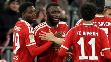 Dayot Upamecano is congratulated after restoring Bayern Munich's lead