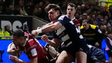 Leicester Tigers' Freddie Steward scores a try against Bristol
