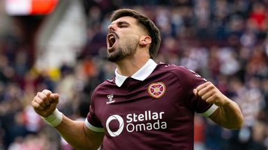 Hearts' Claudio Braga celebrates scoring to make it 4-0 