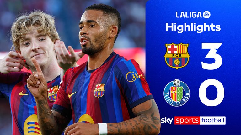 Highlights of the La Liga match between Barcelona and Getafe. 