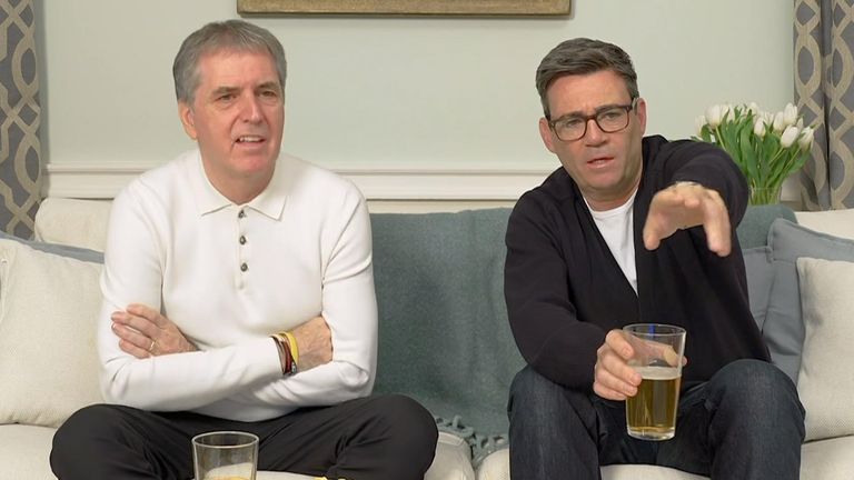 Andy Burnham with Steve Rotheram on Gogglebox. Pic: Channel 4