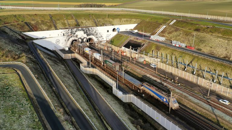 A Eurotunnel freight shuttle passing through the Channel Tunnel in Coquelles, near Calais. Reuters file pic 