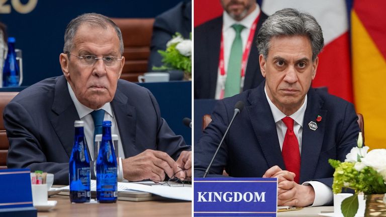 Ed Miliband and Sergei Lavrov. Pic: AP and Reuters
