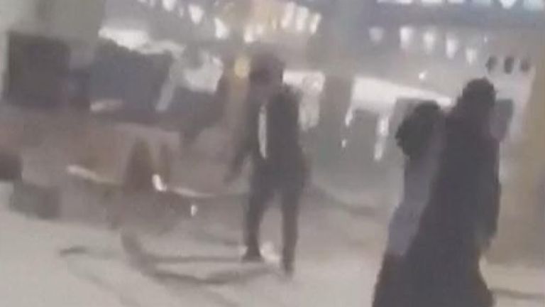 DEBRIS ON FLOOR IN AFTERMATH OF ATTACK ON KING KHALID INTERNATIONAL AIRPORT IN RIYADH