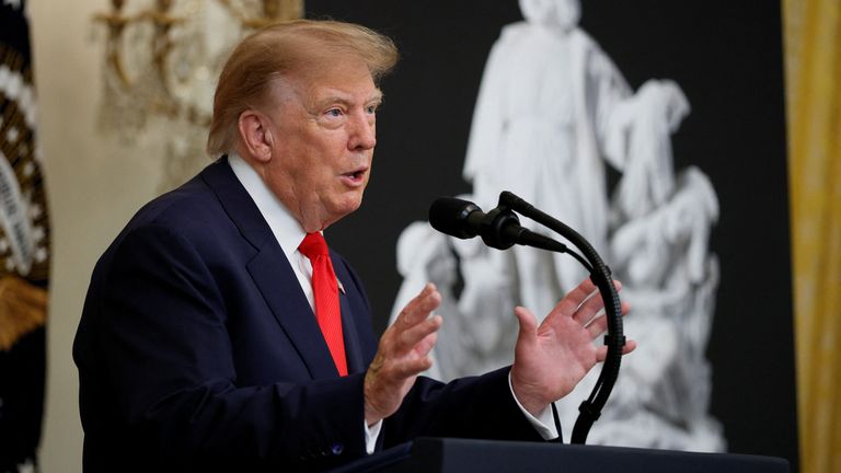 Donald Trump pictured on 9 October. Pic: Reuters