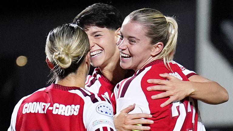 Alessia Russo scored twice as Arsenal beat Benfica in the Women's Champions League
