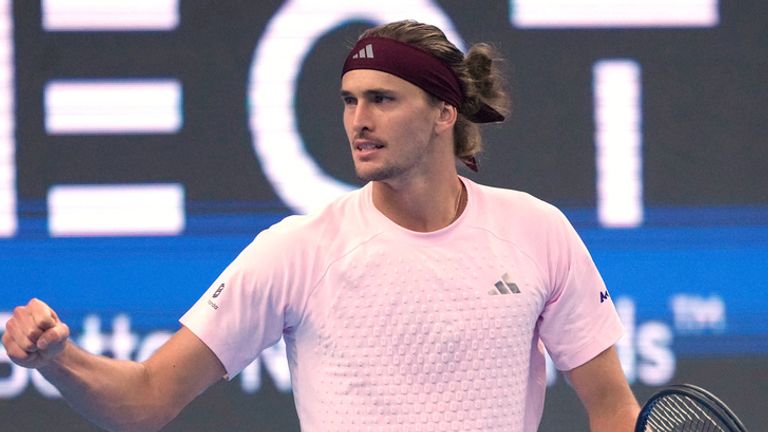 Alexander Zverev of Germany celebrates his victory against Cameron Norrie of Britain during their men's singles match at the China Open tenn