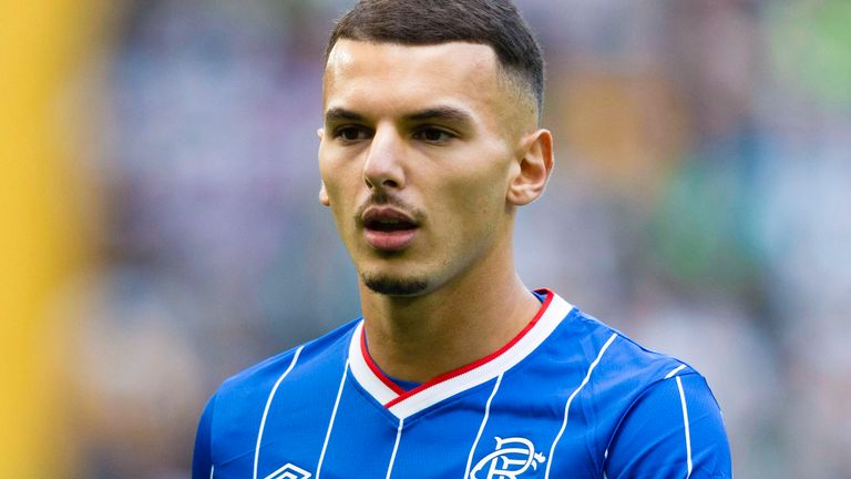 GLASGOW, SCOTLAND - SEPTEMBER 20: Rangers' Badredine Bouanani in action during a William Hill Premiership match between Celtic and Rangers at Celtic Park, on September 20, 2026, in Glasgow, Scotland. (Photo by Craig Foy / SNS Group)