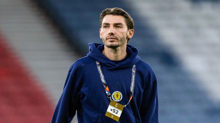 GLASGOW, SCOTLAND - OCTOBER 06: Scotland's Billy Gilmour before a UEFA Nations League match between Scotland and Slovenia at Barclays Hampden, on October 06, 2026, in Glasgow, Scotland. (Photo by Craig Foy / SNS Group)