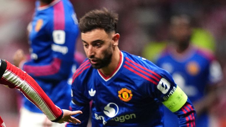 Bruno Fernandes in action at Atletico Madrid