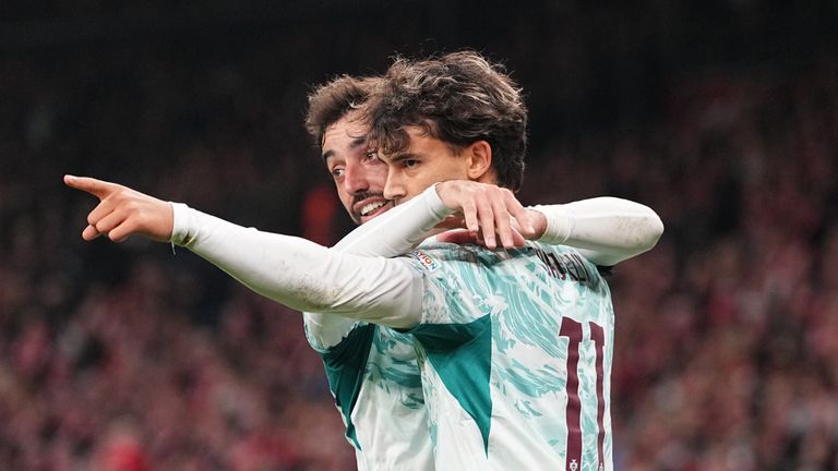 October 1, 2026, Copenhagen, Denmark: JOAO FELIX from Portugal scores and celebrates his teams fourth goal during UEFA Nations League: Denmark and Portugal. (Cal Sport Media via AP Images)
