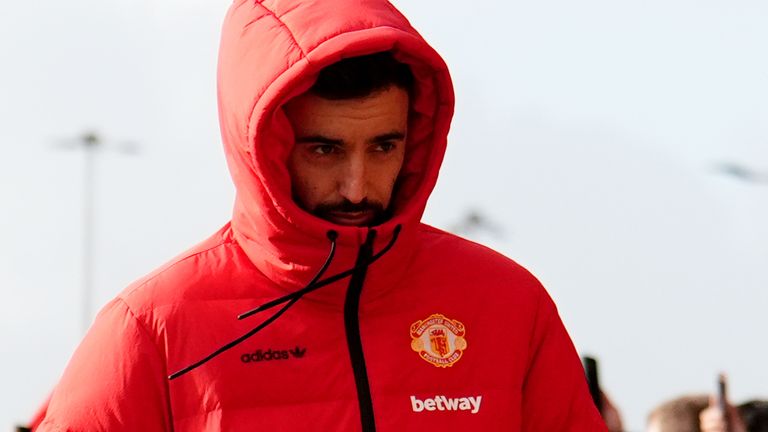 Bruno Fernandes arrives at Old Trafford ahead of the Premier League match against Bournemouth
