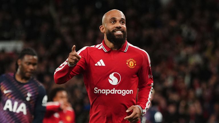 Bryan Mbeumo celebrates scoring Man Utd's first goal of the game