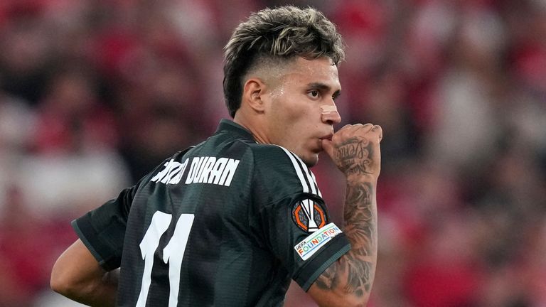 Celtic's Camilo Duran celebrates after scoring against Benfica