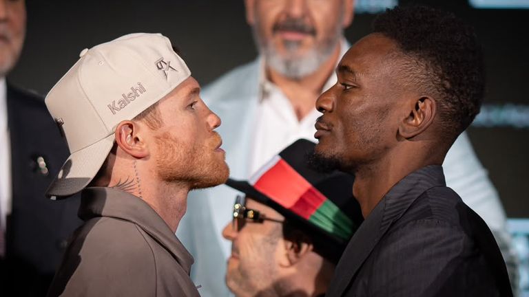Canelo Alvarez faces off with Christian Mbilli