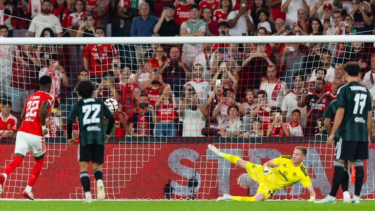 Celtic went behind to an early penalty as Benfica won their Europa League clash