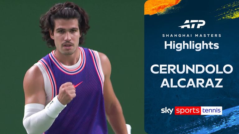 Highlights of Juan Manuel Cerundolo against Carlos Alcaraz from the Shanghai Masters.