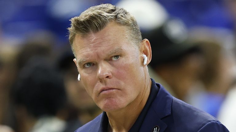 INDIANAPOLIS, IN - SEPTEMBER 13: Indianapolis Colts General Manager Chris Ballard walks on the field prior to the start of a NFL game between the Baltimore Ravens and the Indianapolis Colts on September 13, 2026 at Lucas Oil Stadium in Indianapolis, IN.  (Photo by Jeffrey Brown/Icon Sportswire)