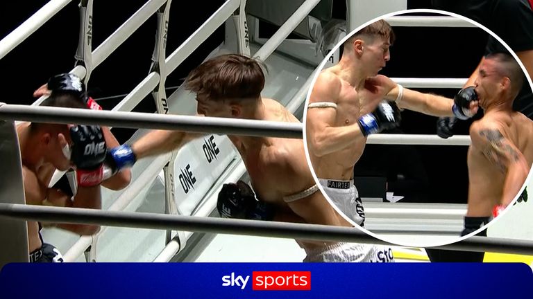 scores three of his own for the first-round TKO!
