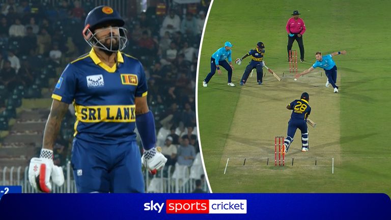 Kusal Mendis, run out backing up without having faced a single ball as bowler Atkinson tips a drive from Avishka back onto the non-striker's stumps. Sri Lanka's innings is in disarray - after four overs and two balls.

