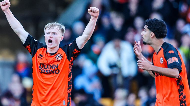 Dundee United's Lyall Cameron celebrates as he scores to make it 1-1