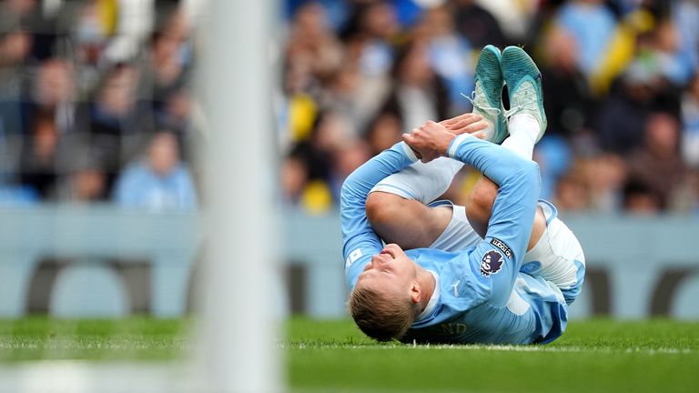 Erling Haaland hobbled off at full-time of Man City's 3-2 win over Ipswich 