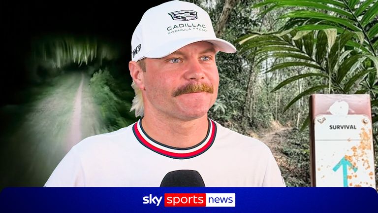 Valtteri Bottas on his cycle ride through a jungle
