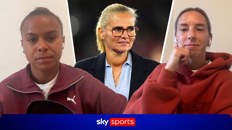 Nikita Parris, Jordan Nobbs and Sarina Wiegman