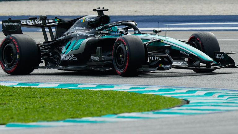 George Russell made an error at the end of his soft-tyre lap and took to the pit lane