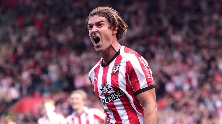James Bree celebrates after putting Southampton in front