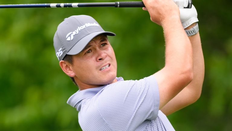 Karl Vilips of Australia plays his shot from the 16th tee during the first round of the RBC Canadian Open