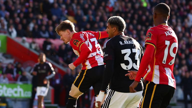 Keane Lewis-Potter heads Brentford in front against Liverpool