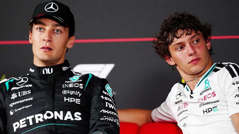 Mercedes drivers Kimi Antonelli and George Russell (PA)