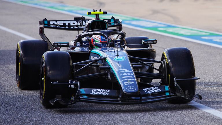 Mercedes driver Kimi Antonelli of Italy leaves pit lane during qualifying for the Formula One United States Grand Prix auto race in Austin, Texas, Saturday, Oct. 24, 2026. (Dustin Safranek/Pool Photo via AP)