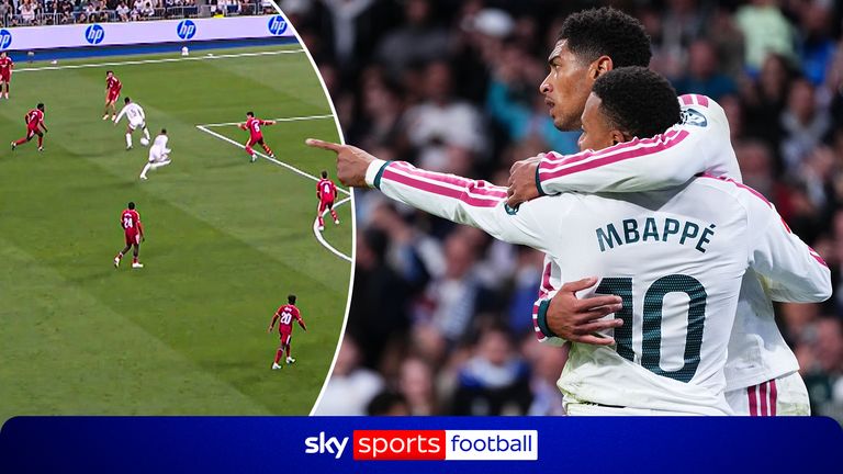Kylian Mbappe and Jude Bellingham celebrate for Real Madrid