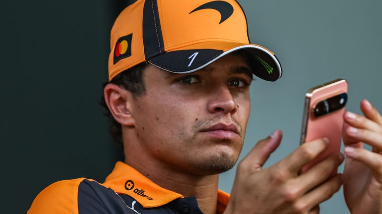 SEPANG, SGR - OCTOBER 03: Lando Norris of Great Britain and McLaren Mastercard F1 Team at the paddock of the Formula 1 Gulf Air Bahrain Grand Prix on October 03, 2026 held at Sepang International Circuit in Sepang, Malaysia. (Photo by Hazrin Yeob Men Shah/Icon Sportswire) (Icon Sportswire via AP Images)
