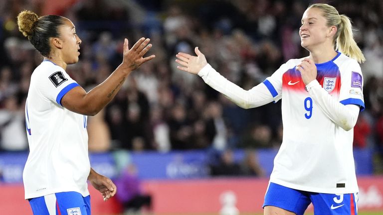 Lauren James and Alessia Russo both scored twice and England beat Greece in their World Cup play-off